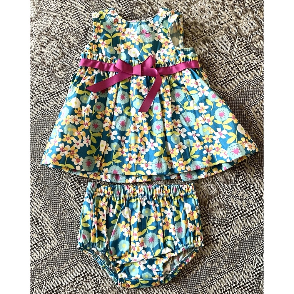 Little Bitty Floral Pinwale Corduroy Dress & Bloomers Set Baby Size 3 Months